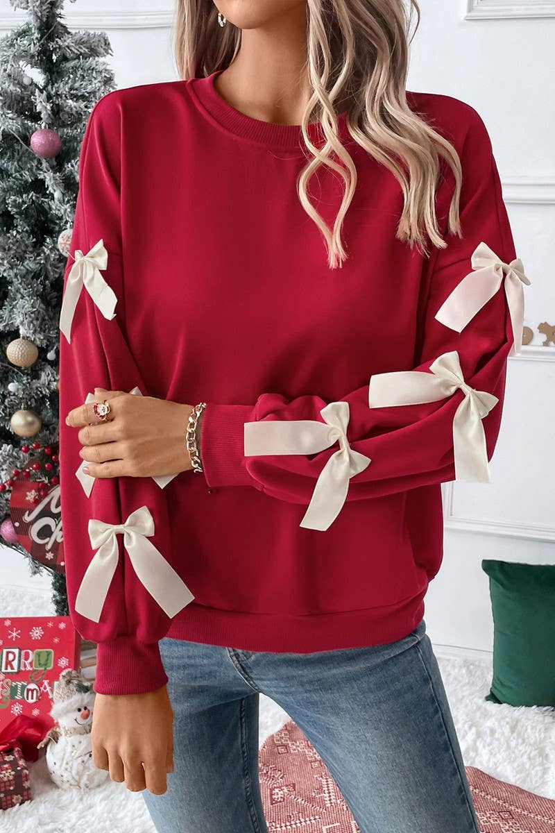 SATIN BOW SWEATSHIRT