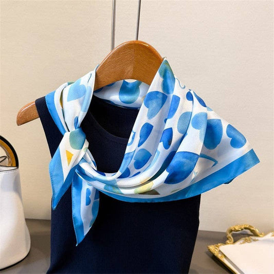 HEART PRINT SCARF - BLUE