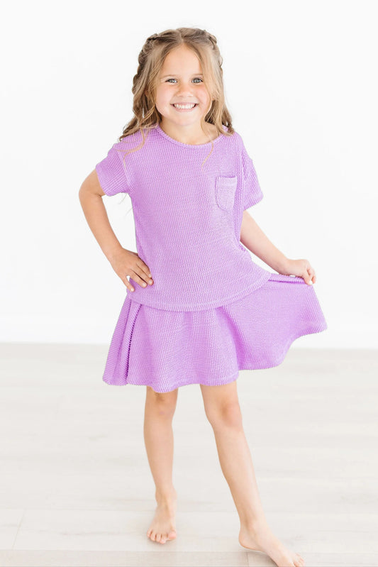 MILA SCRUNCHY POCKET TEE - BRIGHT LILAC