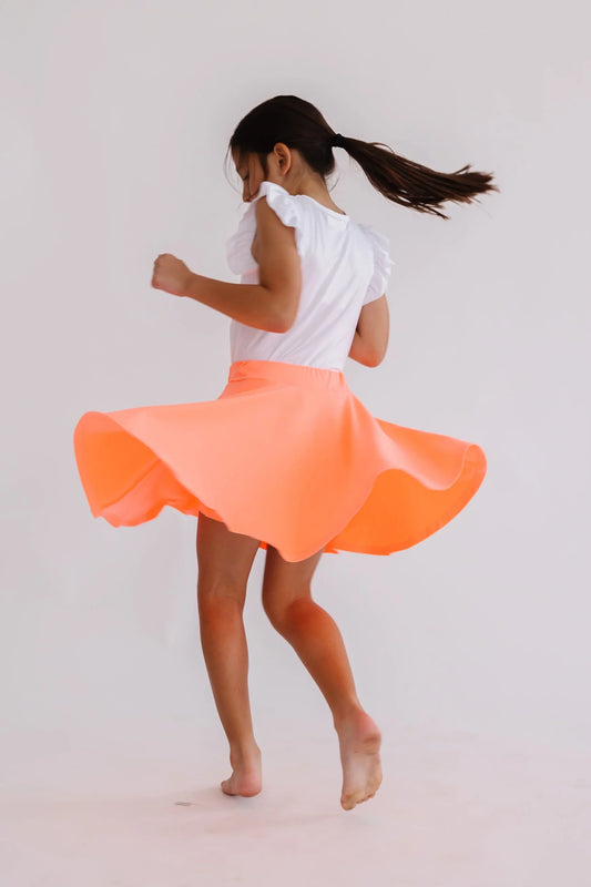 GINNIE TWIRL SKORT - NEON CORAL