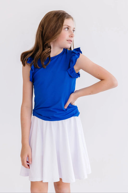 ELLA RUFFLE TEE - ROYAL BLUE