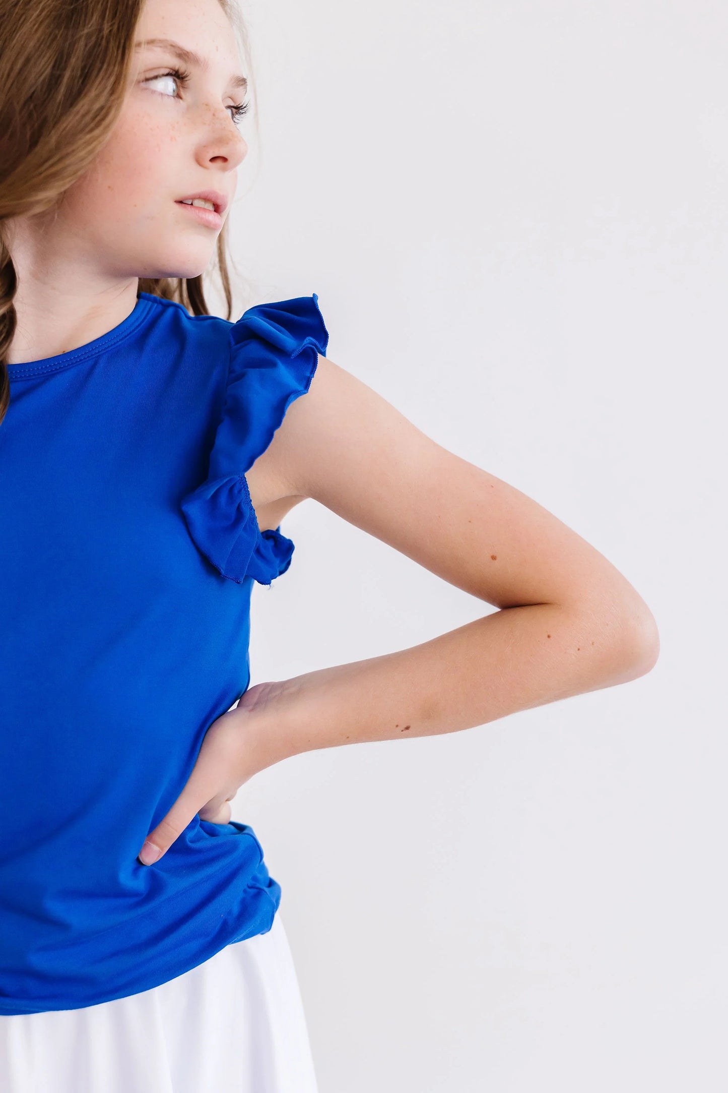ELLA RUFFLE TEE - ROYAL BLUE