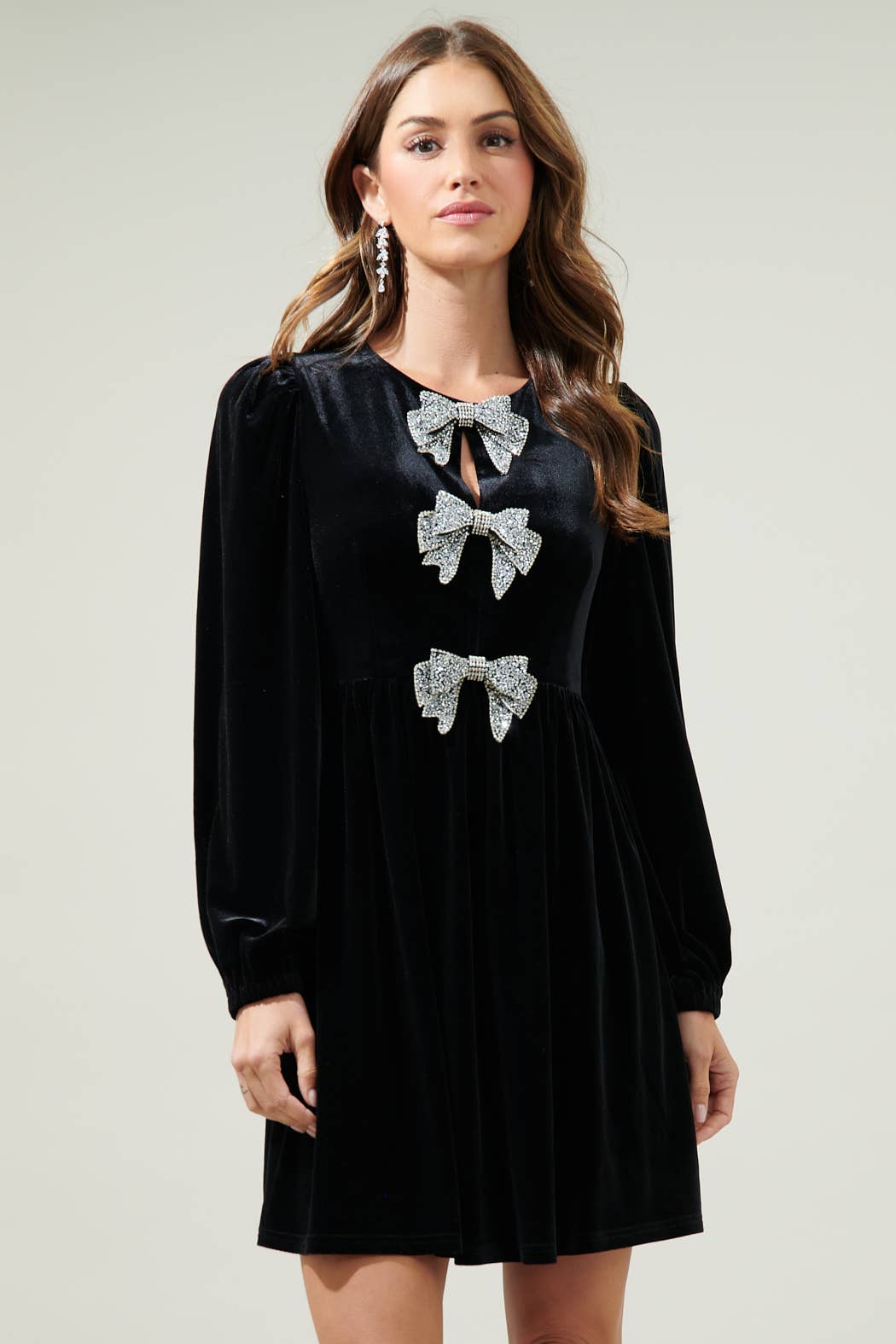 GLOW BOW VELVET DRESS