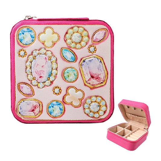 DIAMOND PRINTED JEWELRY ORGANIZER TRAVEL CASE