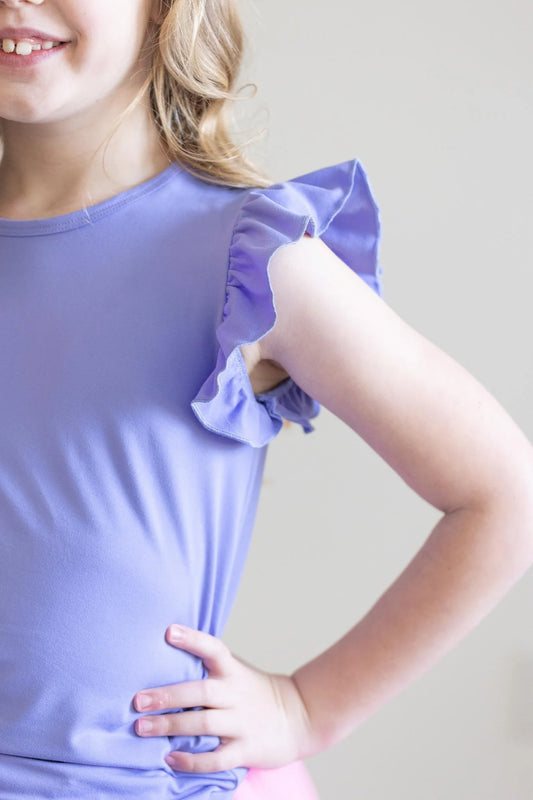 ELLA RUFFLE TEE - PERIWINKLE