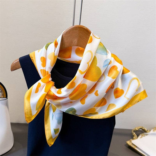 HEART PRINT SCARF - YELLOW
