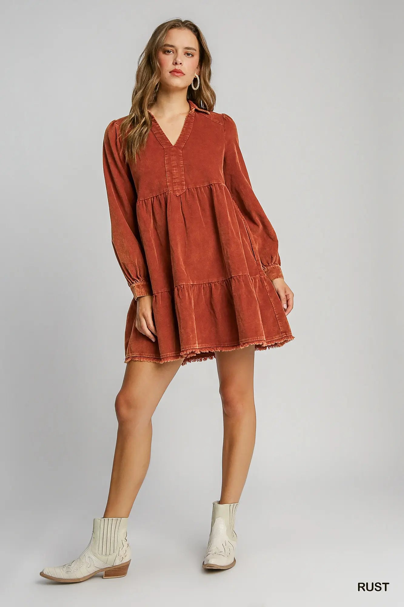 COOLER DAYS COMING DRESS - RUST