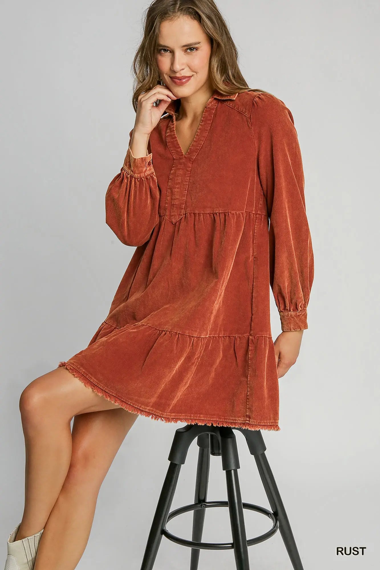 COOLER DAYS COMING DRESS - RUST