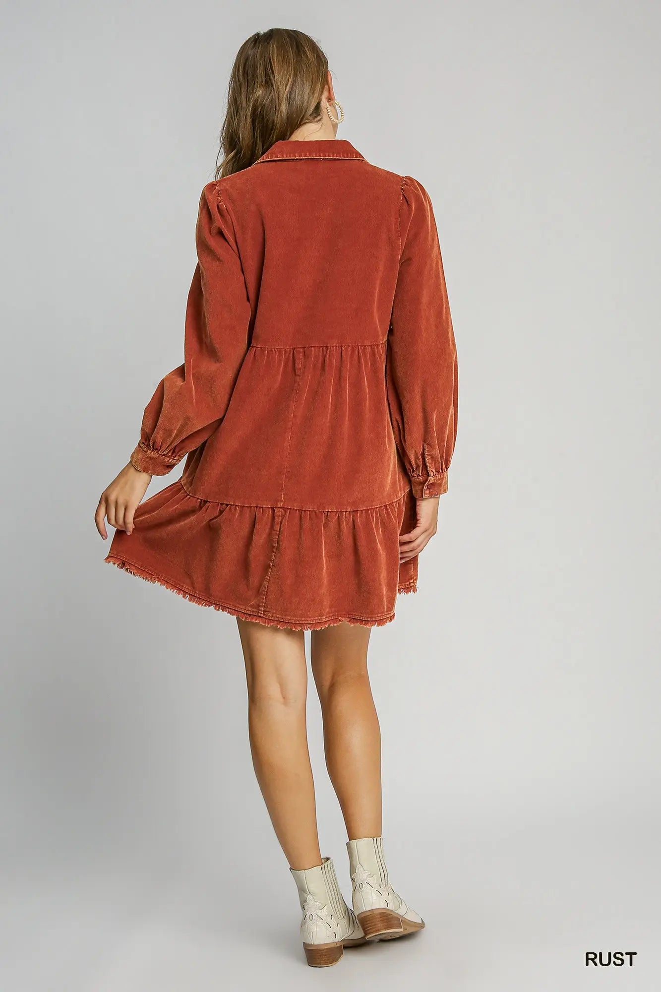 COOLER DAYS COMING DRESS - RUST