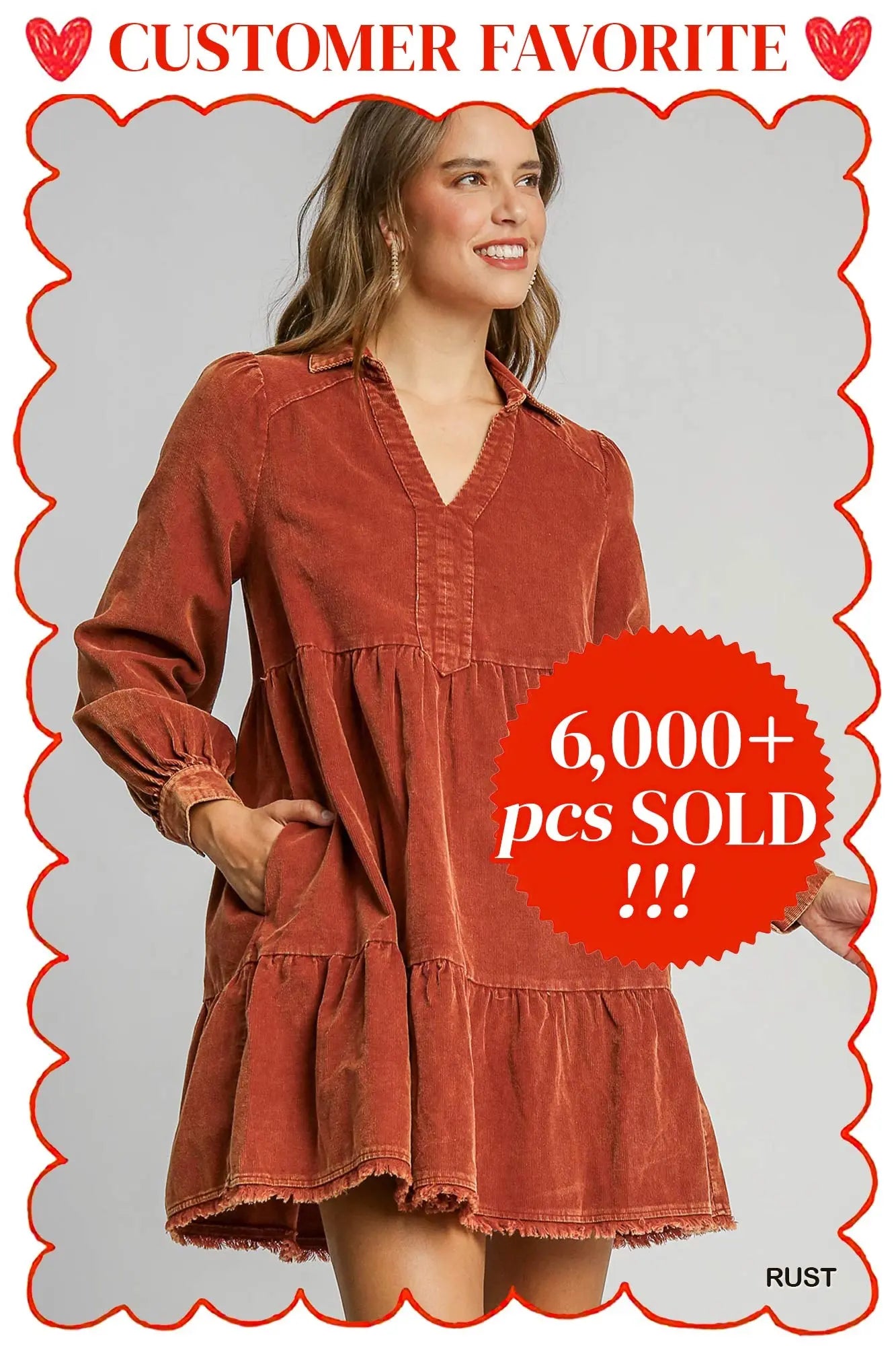 COOLER DAYS COMING DRESS - RUST