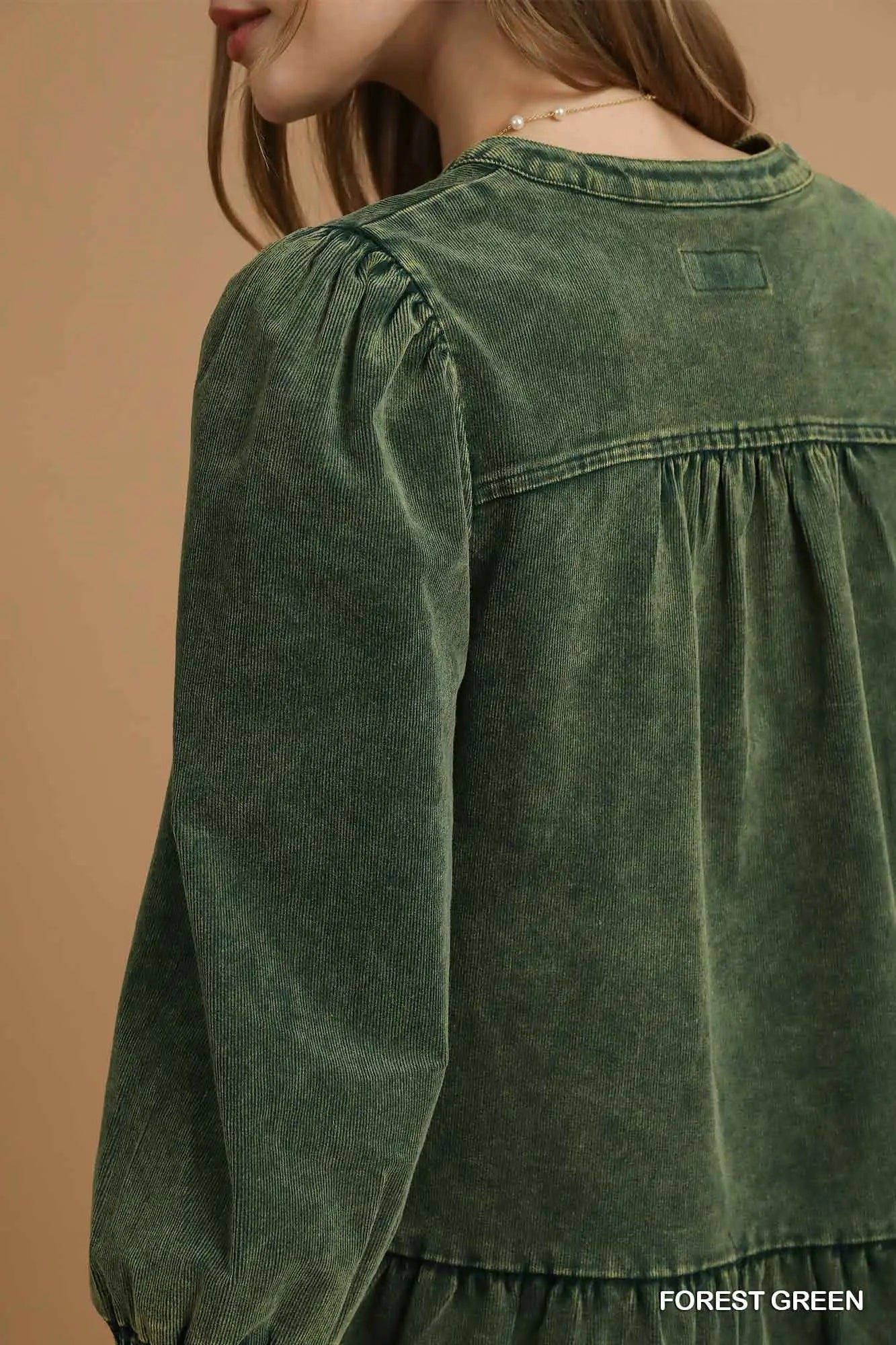 DENIM & CORDS DRESS- FOREST GREEN