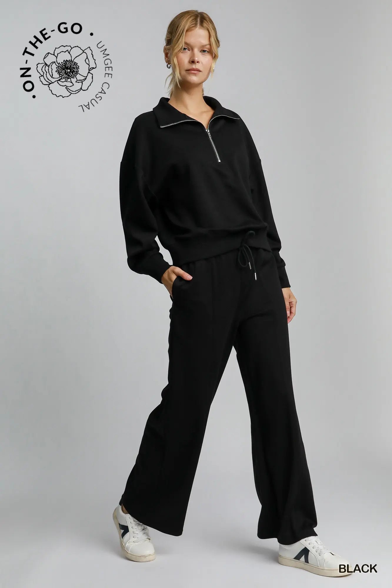 PENNY LUXEKNIT HALF ZIP TOP - BLACK