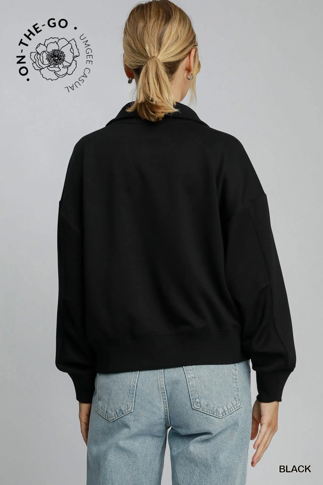 PENNY LUXEKNIT HALF ZIP TOP - BLACK