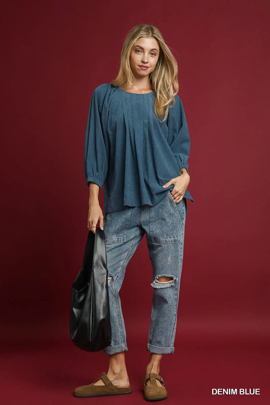 GET UP AND GO TOP - DENIM BLUE