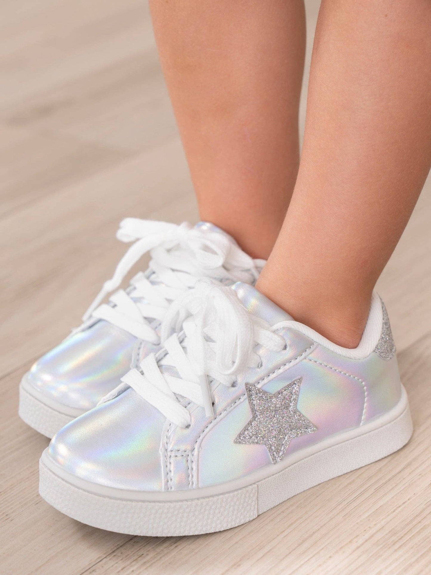 HOLOGRAPHIC SPARKLE STAR SNEAKERS - SILVER