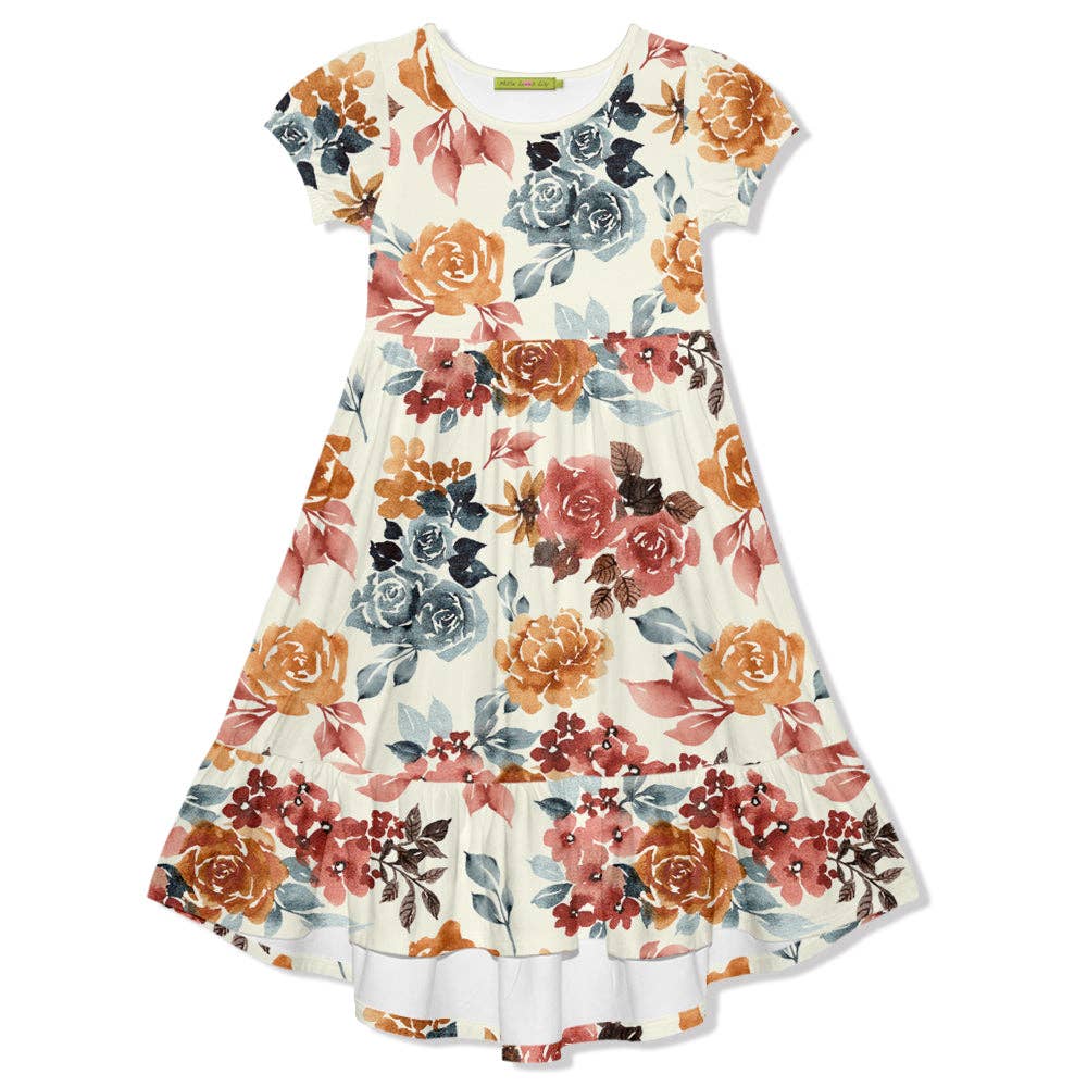 FALL FLORAL MIDI HI LOW DRESS