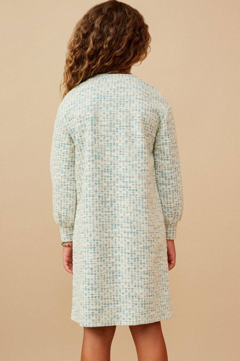 GIRLS LUREX TWEED SHIFT DRESS