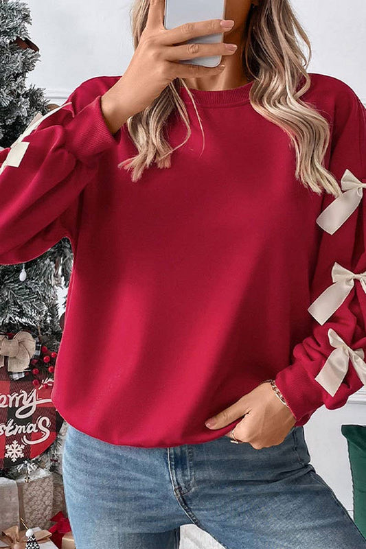 SATIN BOW SWEATSHIRT