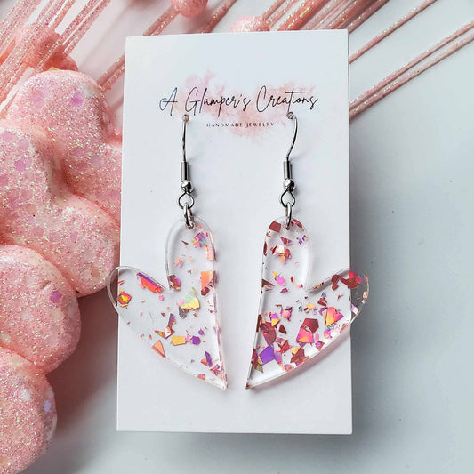 ROSEGOLD FLAKES WHIMSY HEART EARRINGS