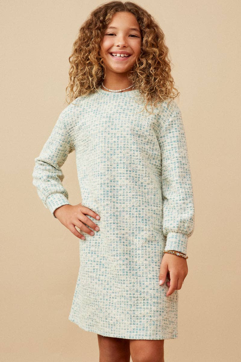 GIRLS LUREX TWEED SHIFT DRESS