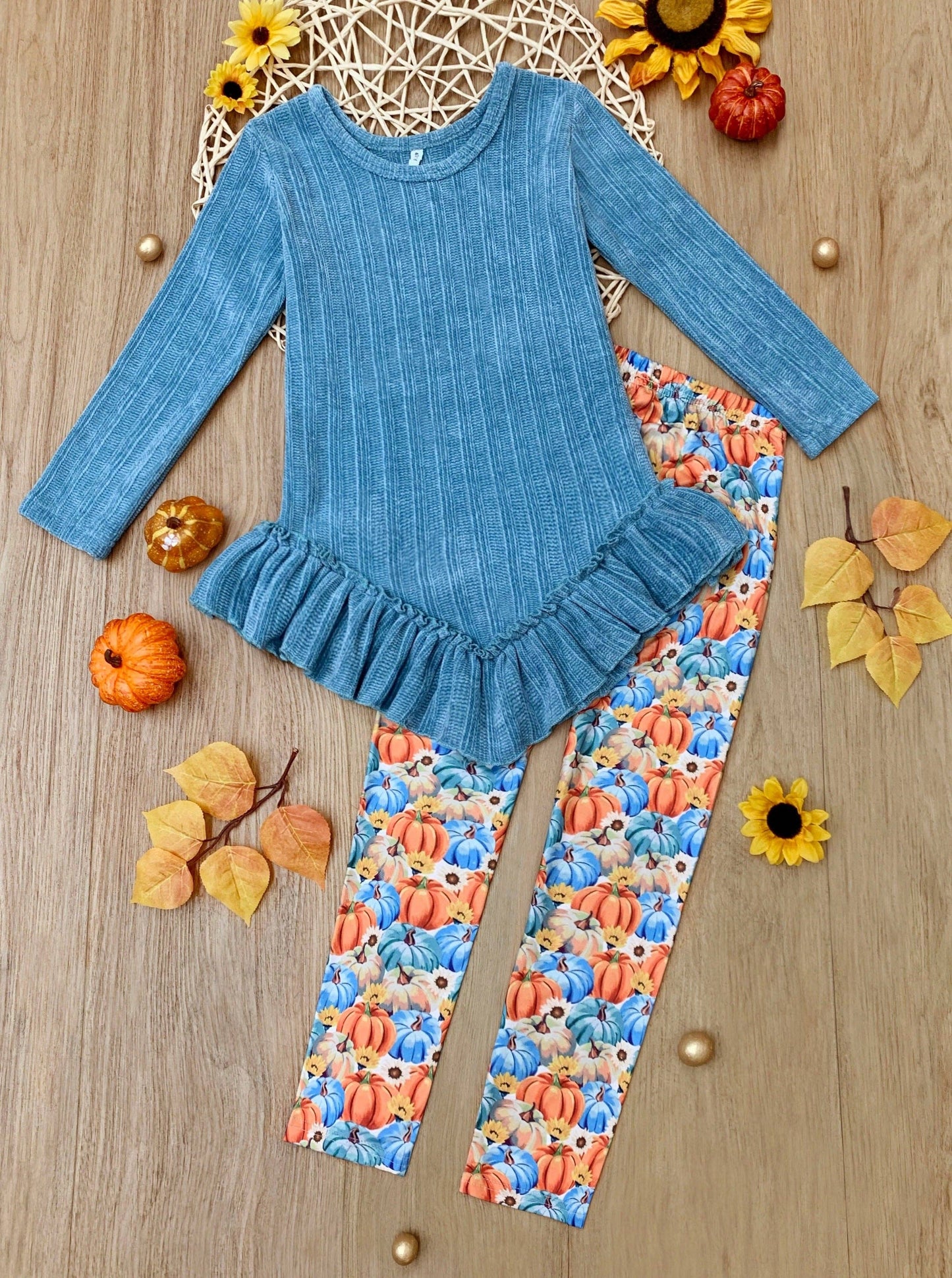 PUMPIN PATCH RUFFLE TUNIC AND LEGGING SET