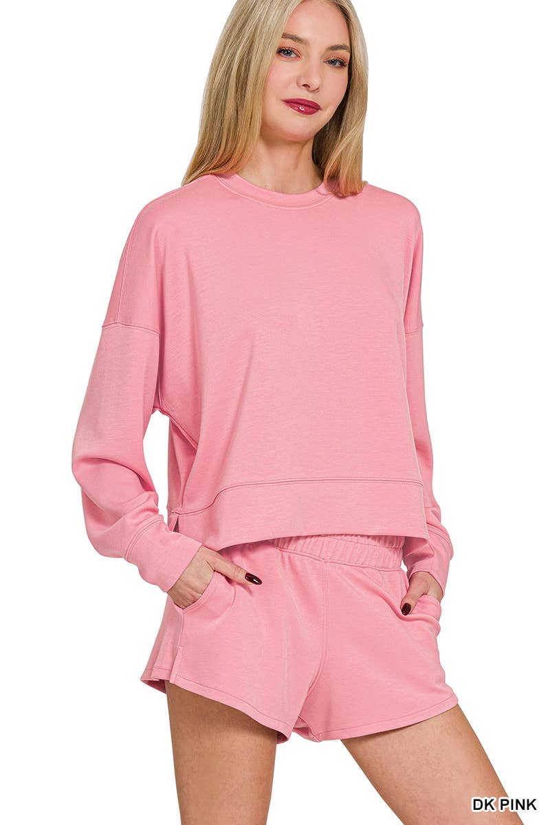 ELAINA SWEATSHIRT & SHORT SET - PINK