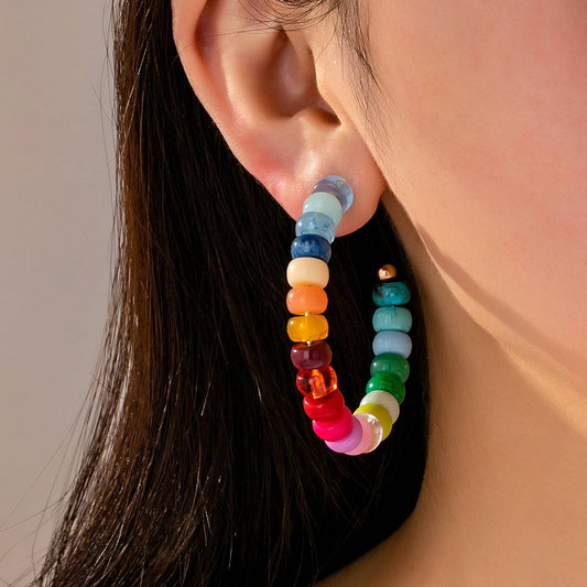 MULTI-COLOR HOOP EARRINGS - GOLD