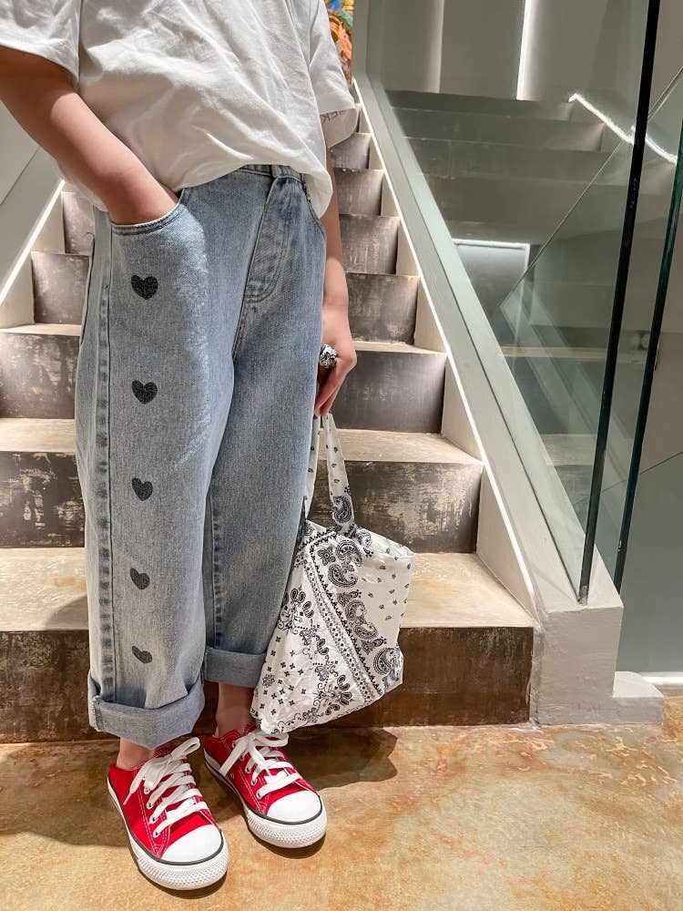 HEART WIDE LEG DENIM JEANS