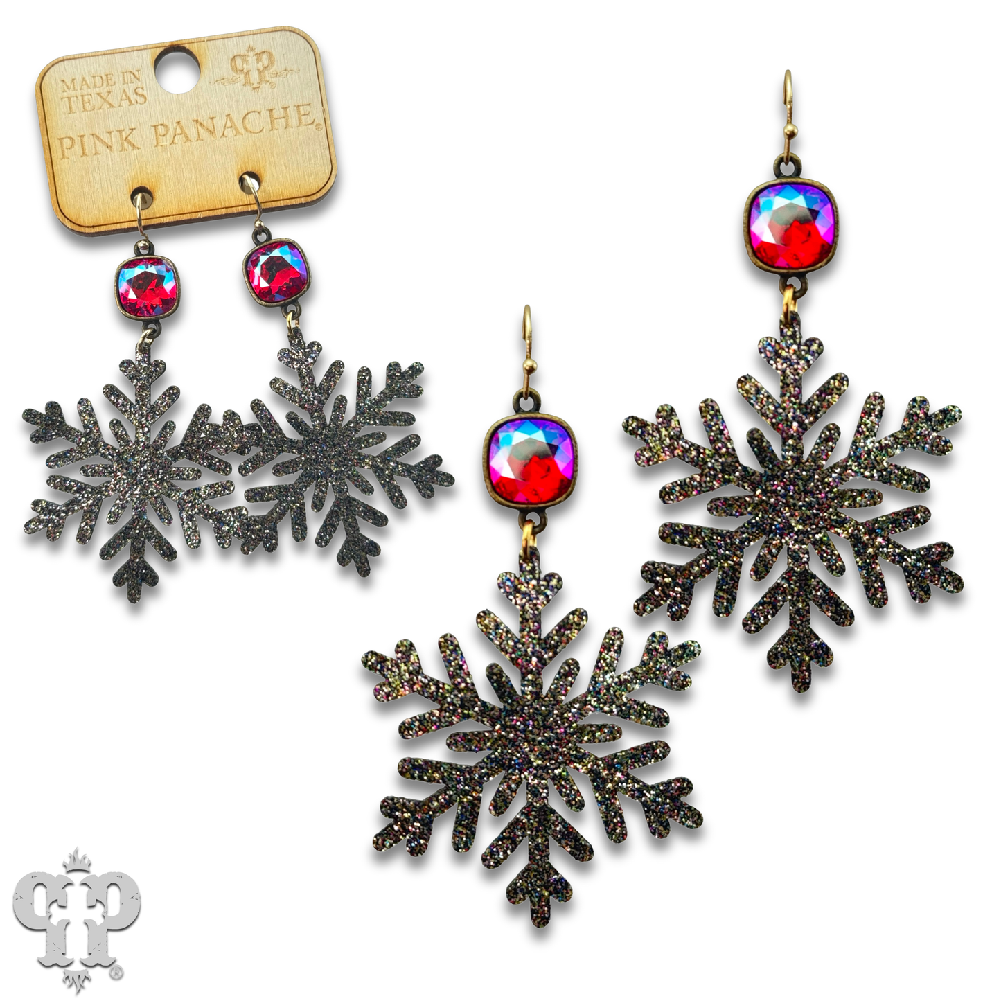 MULTI-COLOR GLITTER SNOWFLAKE EARRING