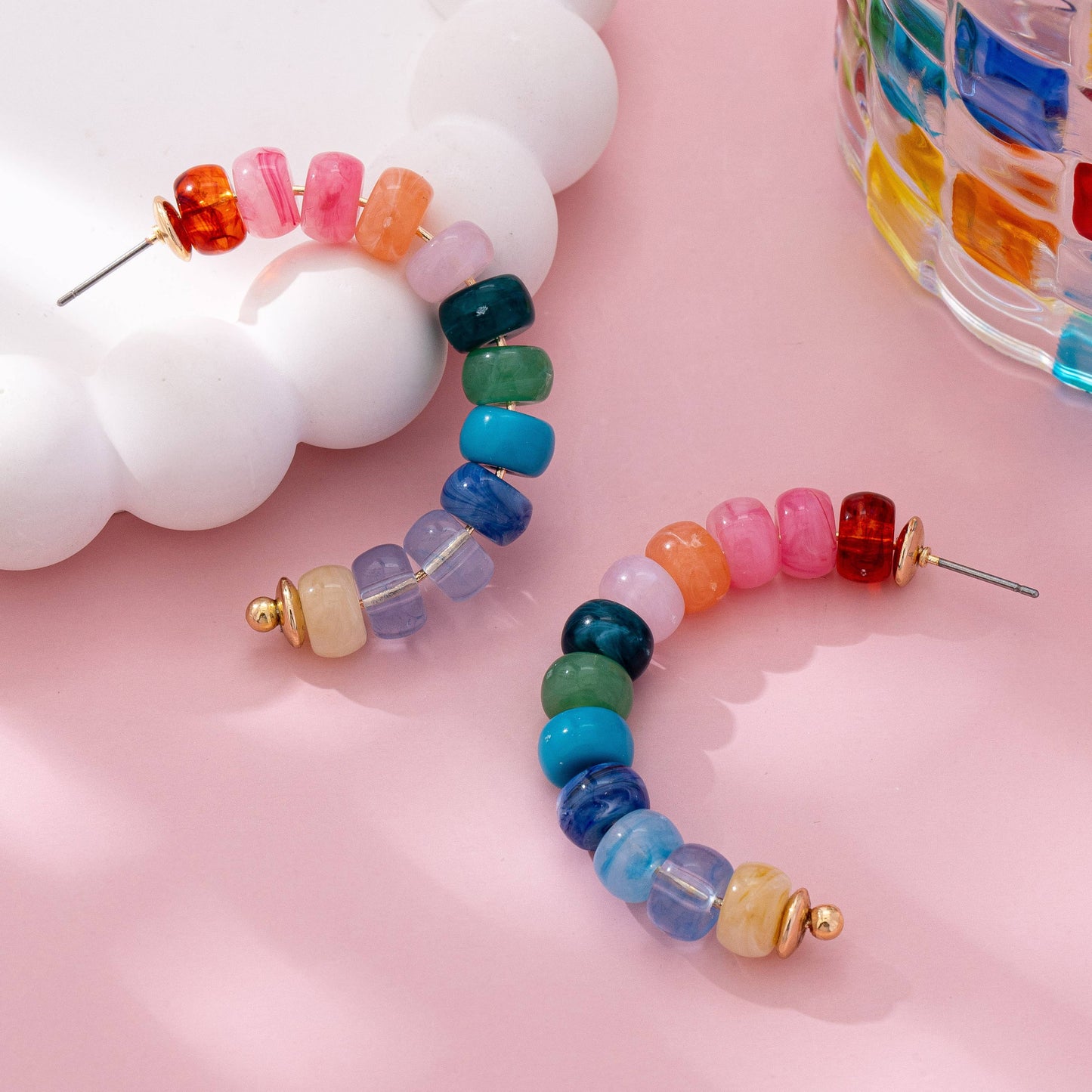RAINBOW HOOP EARRINGS - MULTI