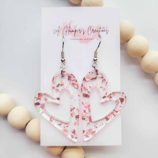 ROSEGOLD FLAKES CUTOUT HEART EARRINGS