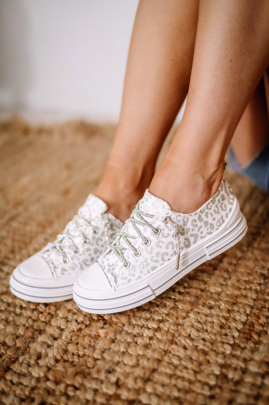 AMAN SPARKLE SNEAKERS - WHITE LEOPARD