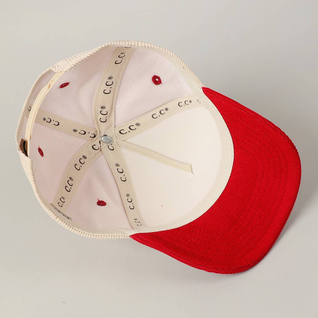 SANTA'S FAVORITE GLITTER CORDUROY TRUCKER HAT