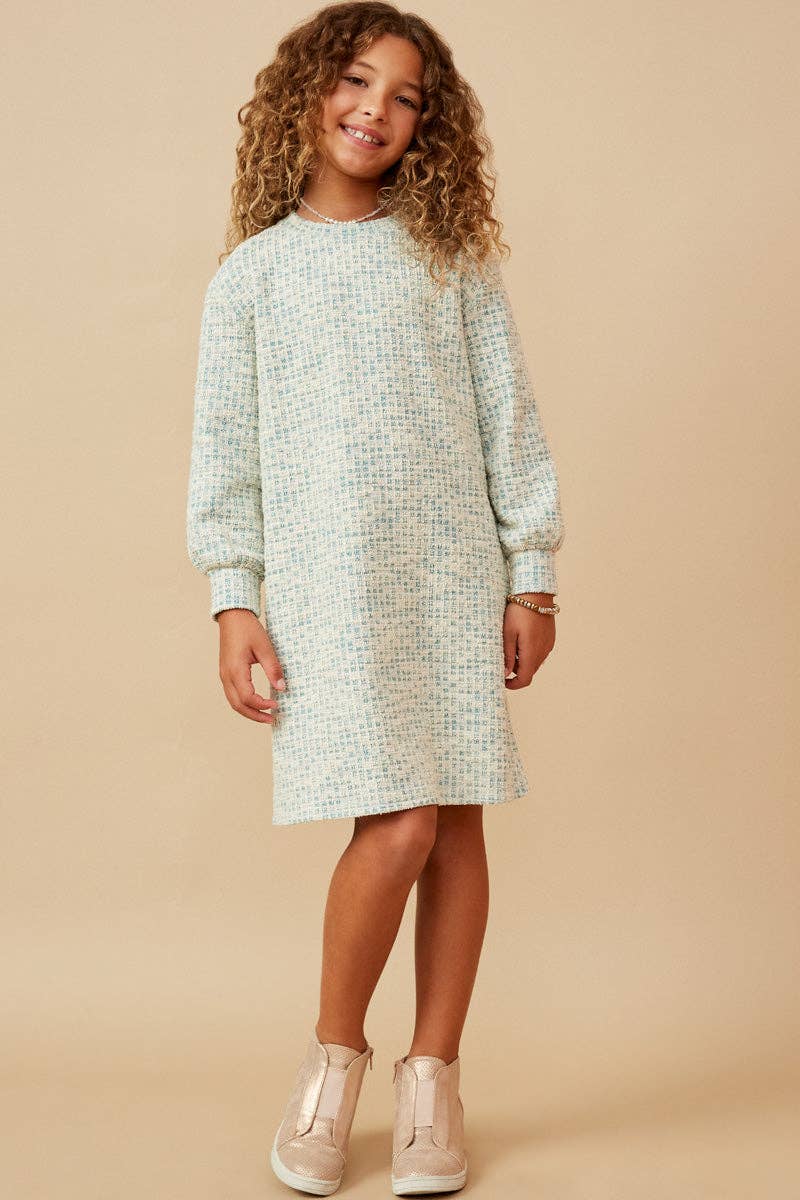 GIRLS LUREX TWEED SHIFT DRESS