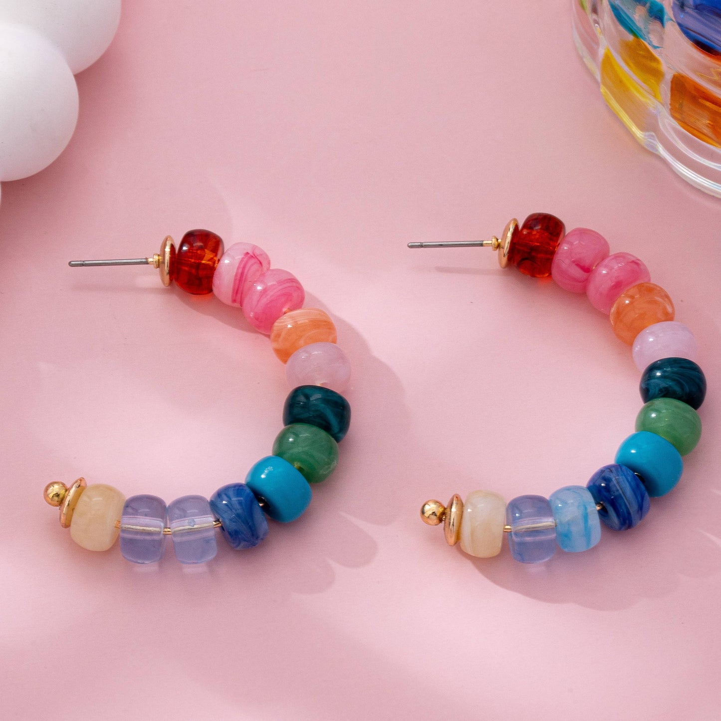 RAINBOW HOOP EARRINGS - MULTI
