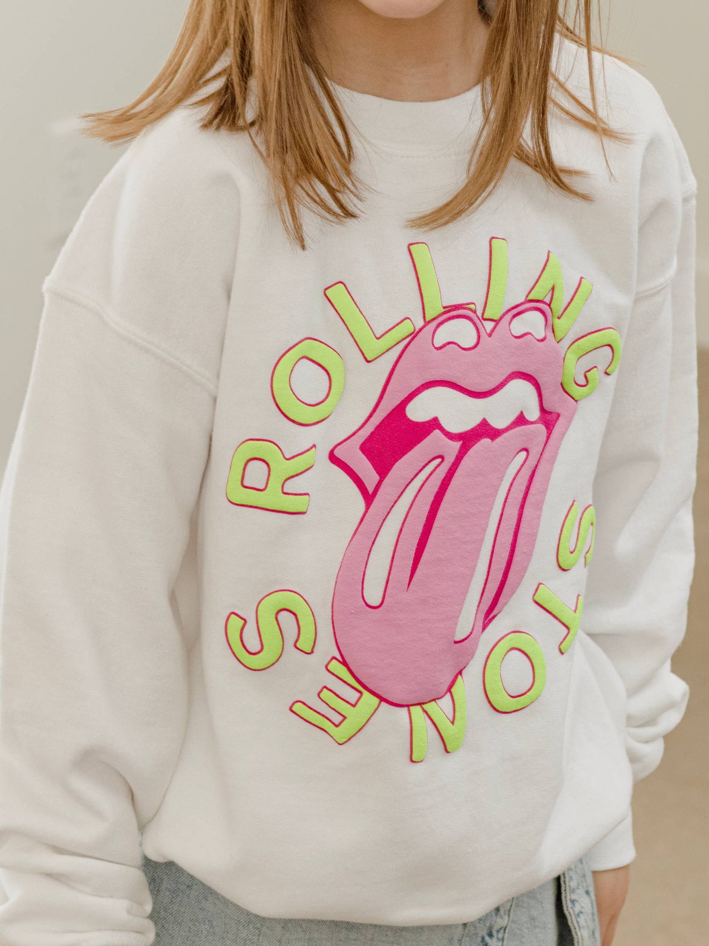 ROLLING STONES NEON PUFF SWEATSHIRT