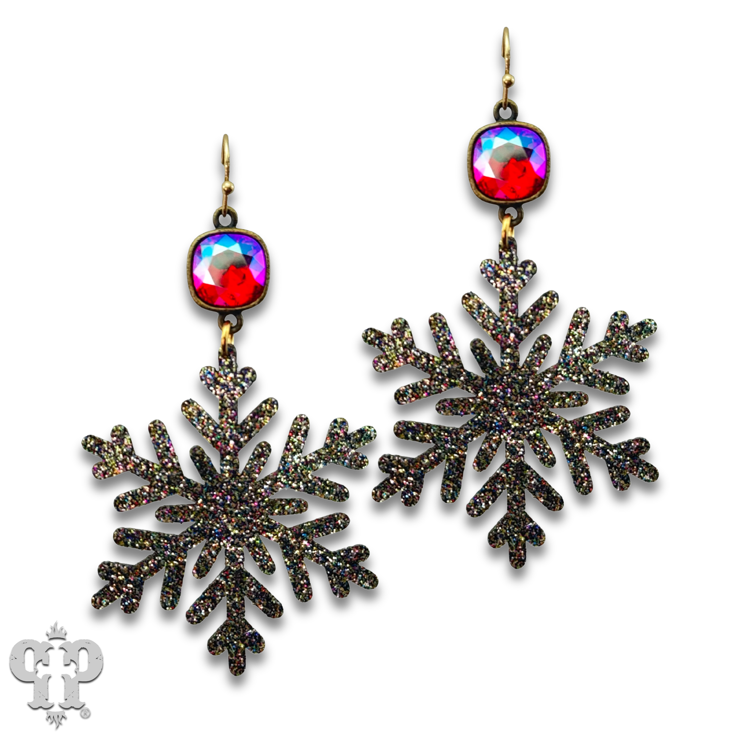 MULTI-COLOR GLITTER SNOWFLAKE EARRING