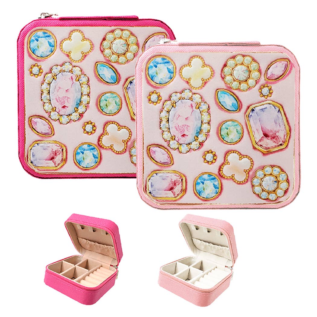 DIAMOND PRINTED JEWELRY ORGANIZER TRAVEL CASE