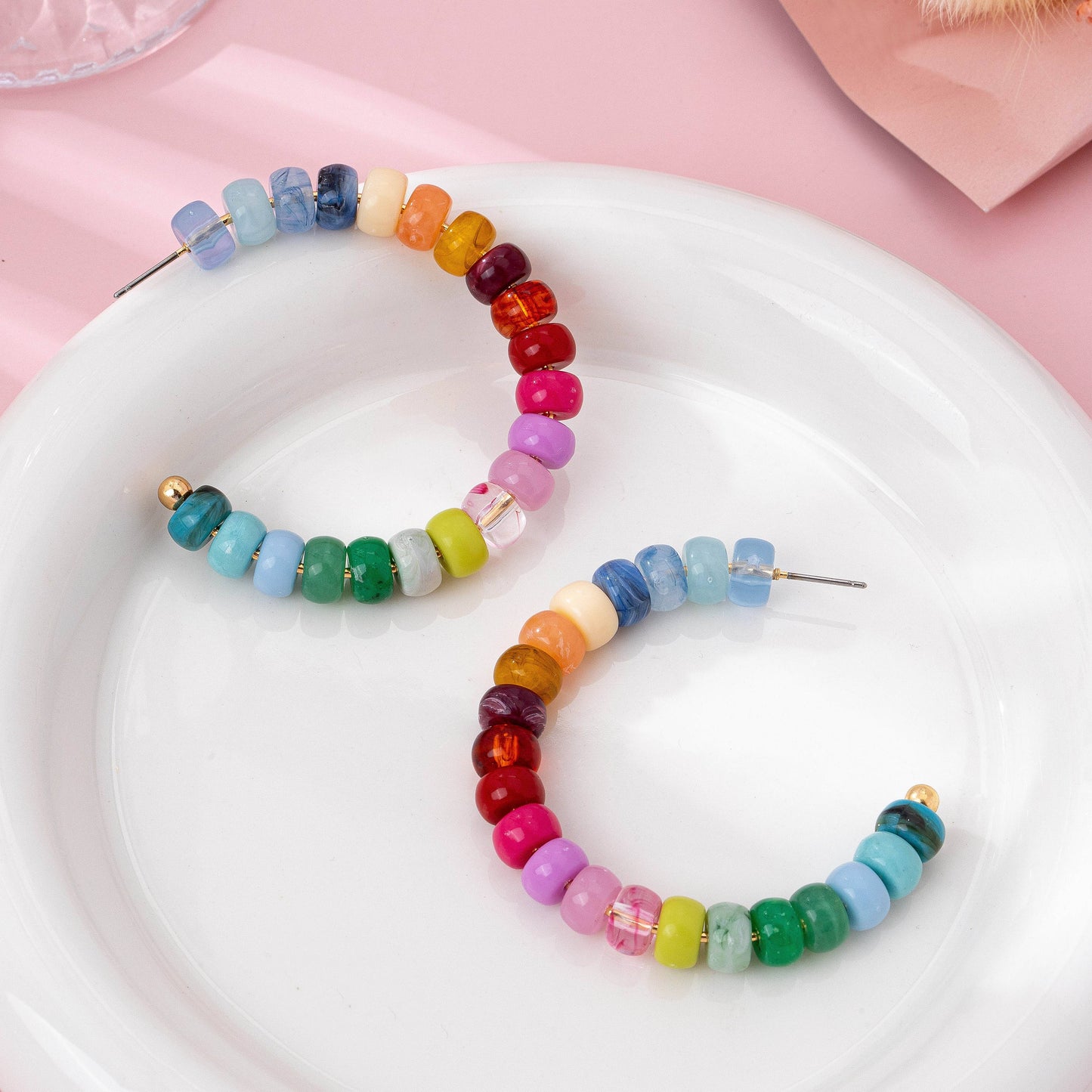 MULTI-COLOR HOOP EARRINGS - GOLD