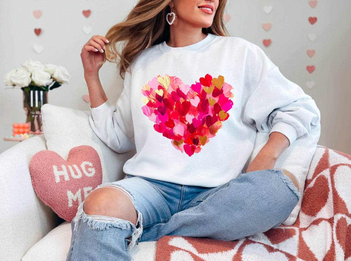 WATERCOLOR HEARTS SWEATSHIRT