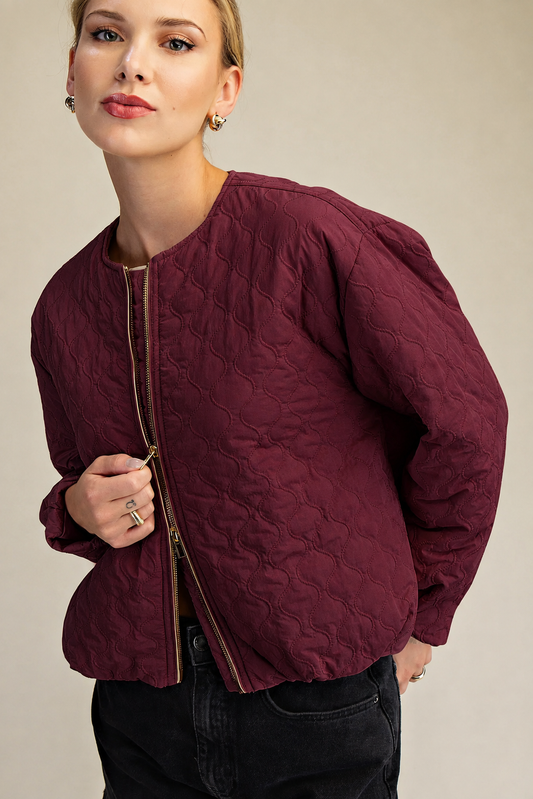 QUILTED JACKET - WINE