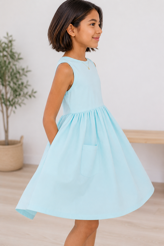 PIPER TANK TWIRL DRESS - AQUA