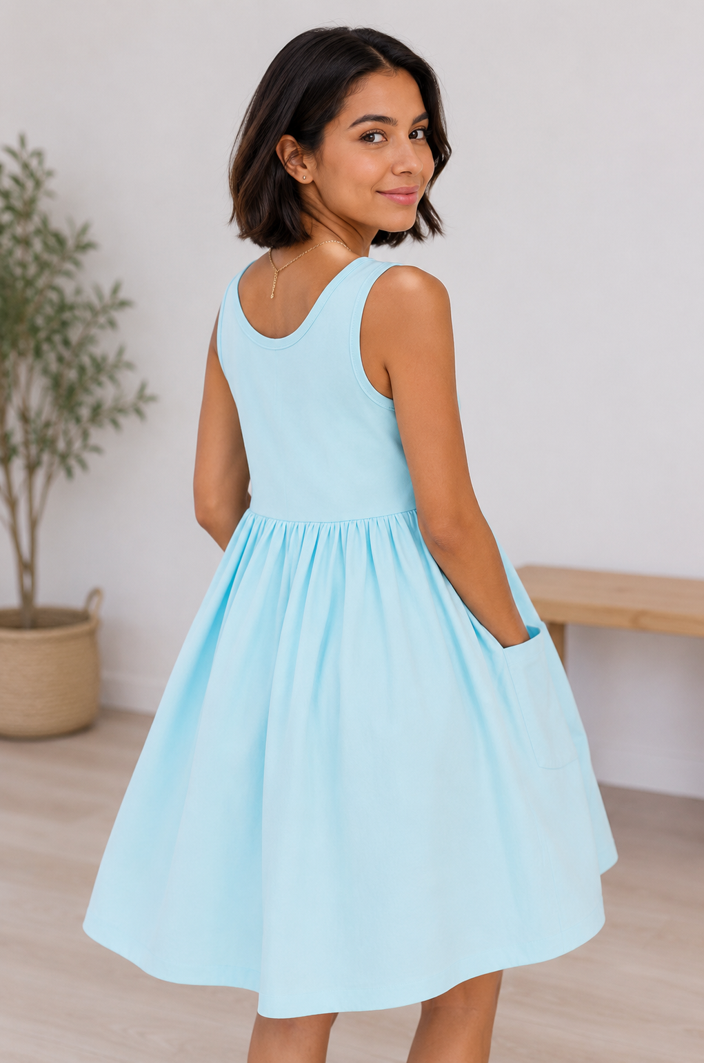PIPER TANK TWIRL DRESS - AQUA