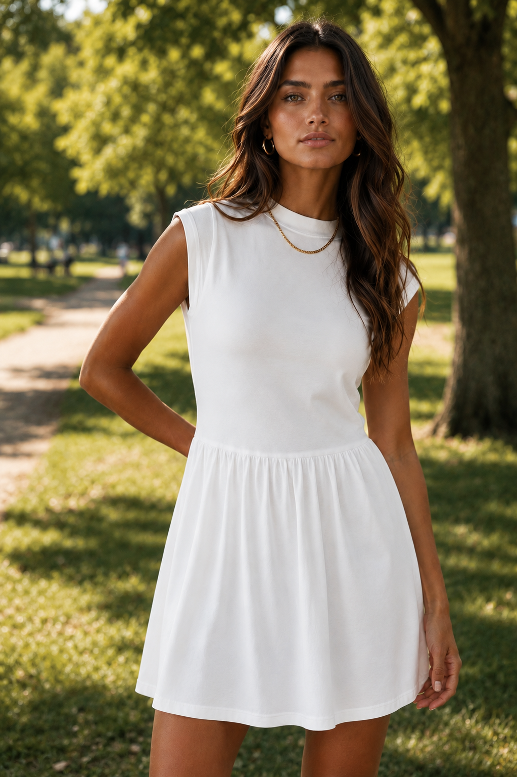 HARLOWE MOCK FLARE MINI DRESS - WHITE