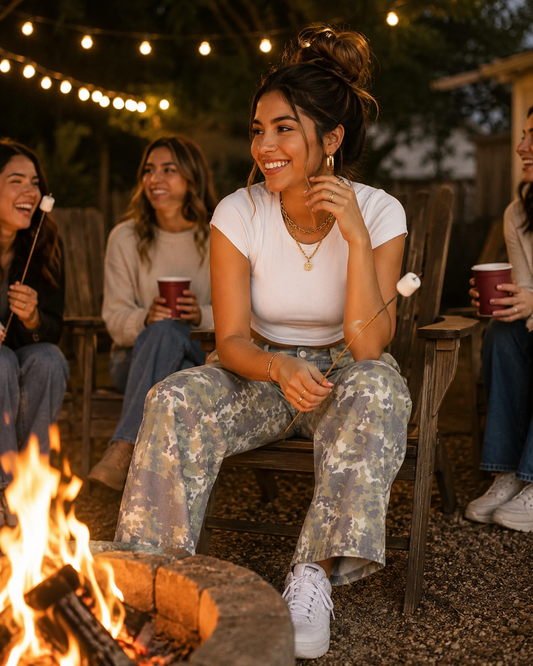 SAGE CAMO BARREL JEANS