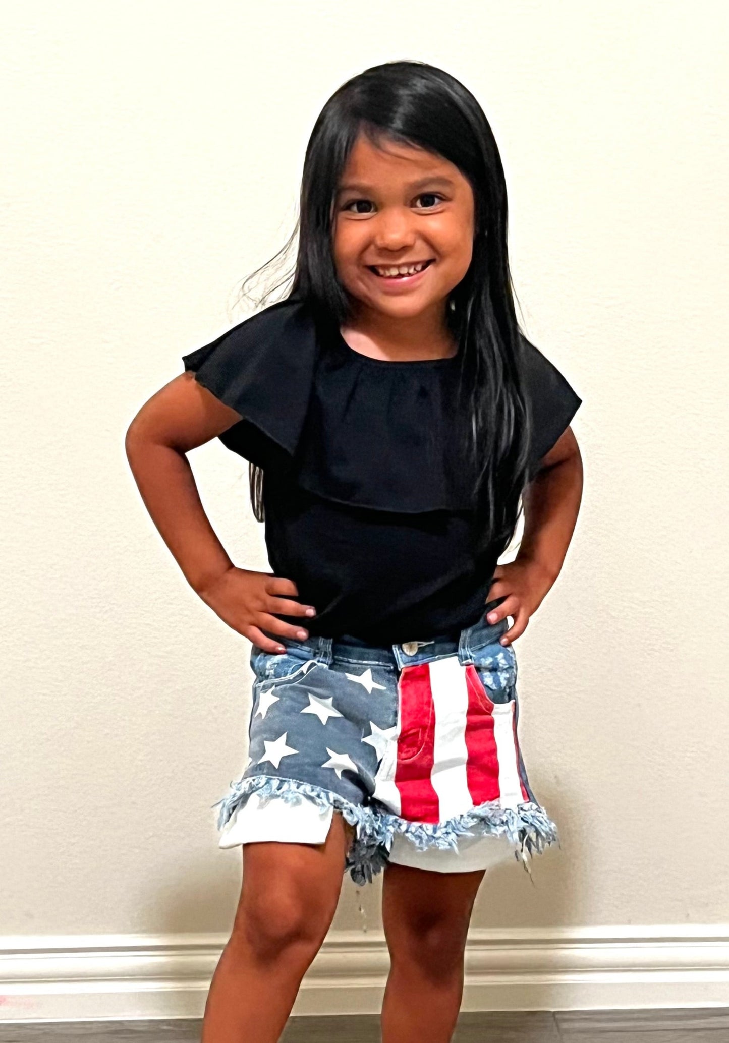 PATRIOTIC DENIM GIRL'S SHORTS