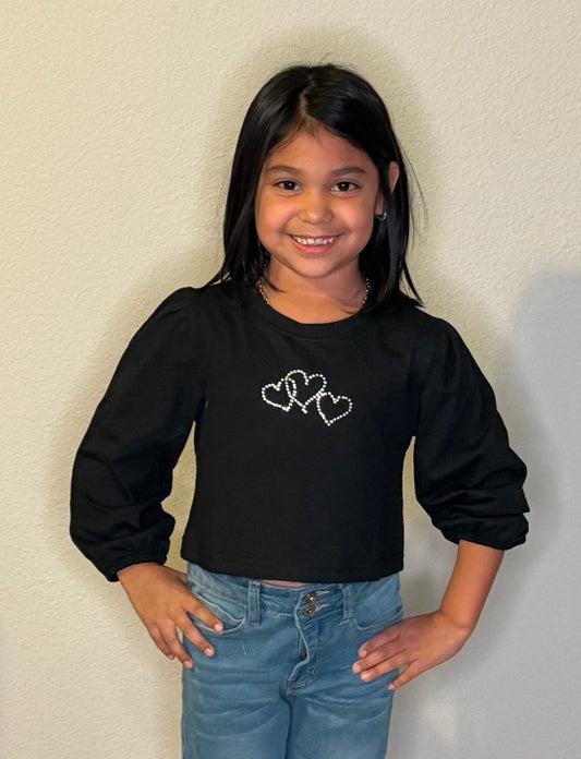 THREE HEARTS LONG SLEEVE TOP