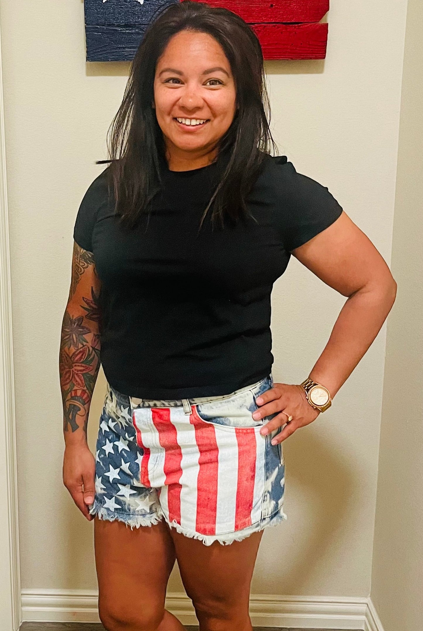 PATRIOTIC DENIM SHORTS