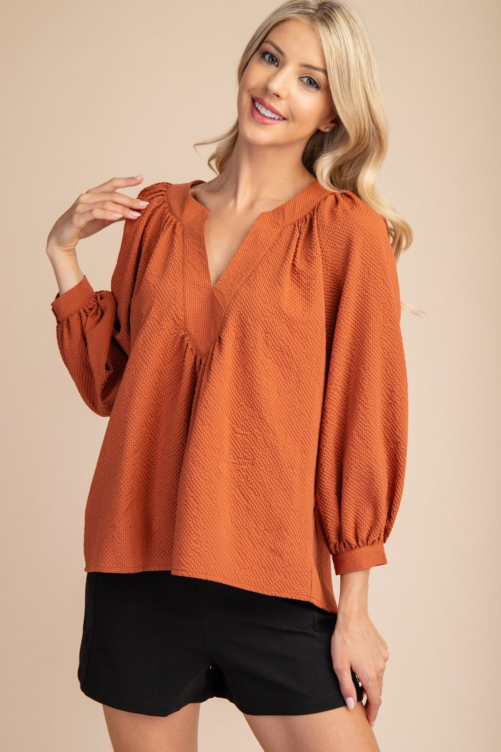 FALL FLAIR TOP - RUST