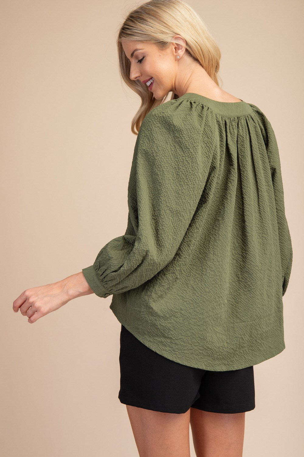 FALL FLAIR TOP - OLIVE